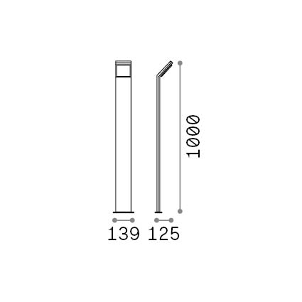 Lampadar de exterior Style PT H100 3000K, cafeniu – desen tehnic cu dimensiuni
