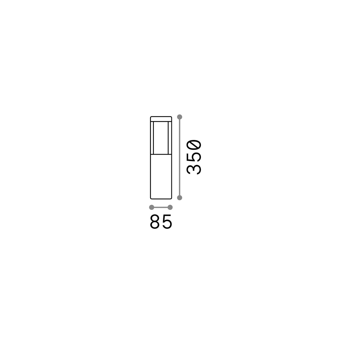 Lampadar de exterior Tifone PT H35 – desen tehnic cu dimensiuni