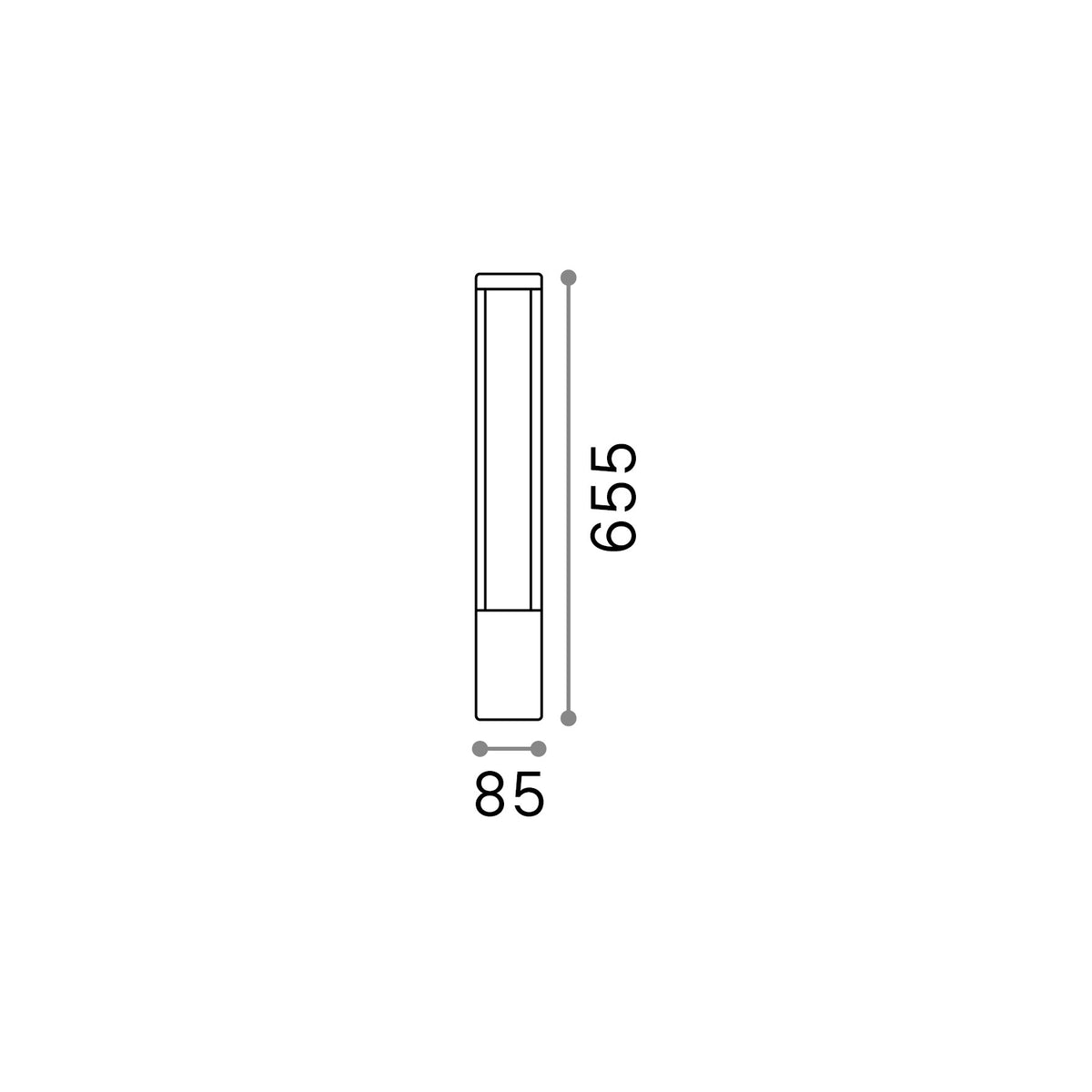 Lampadar de exterior Tifone PT H65 – desen tehnic cu dimensiuni