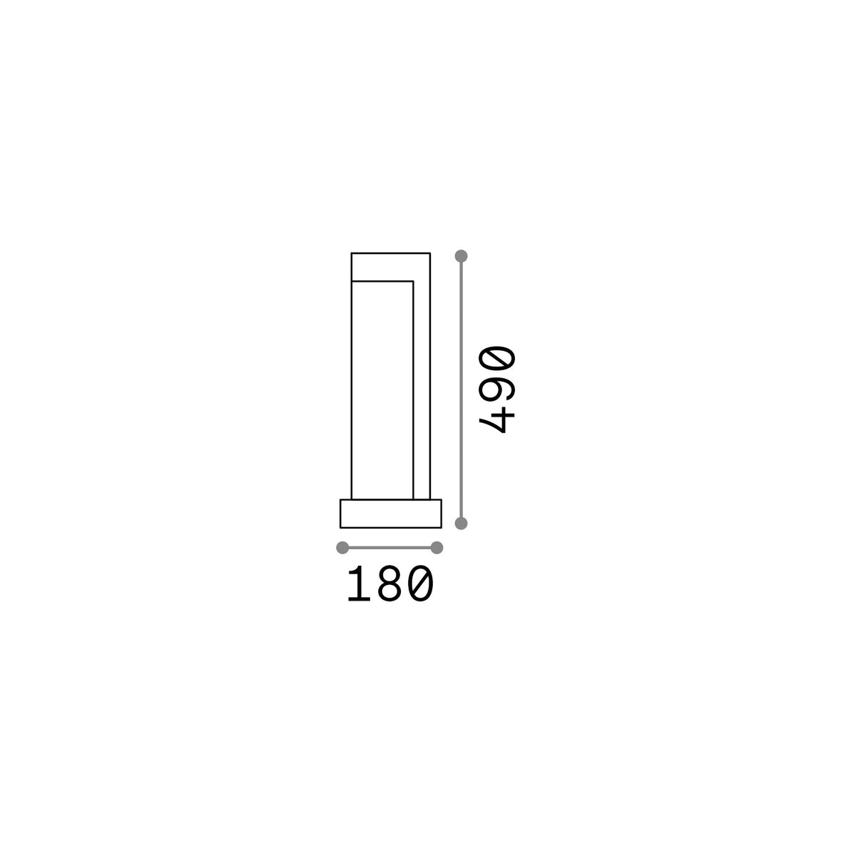Lampadar de exterior Titano PT H49 3000K – desen tehnic cu dimensiuni