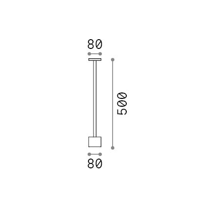 Lampadar de exterior Toffee PT D080 H050, antracit – desen tehnic cu dimensiuni