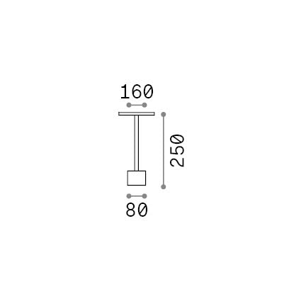 Lampadar de exterior Toffee PT D160 H025, negru – desen tehnic cu dimensiuni