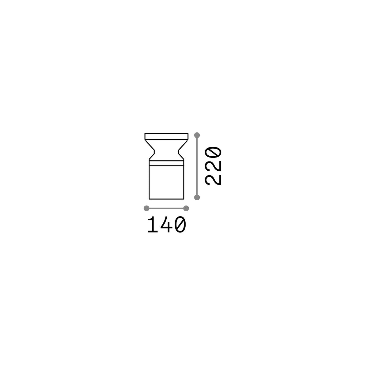 Lampadar de exterior Torre PT1 H22, negru – desen tehnic cu dimensiuni
