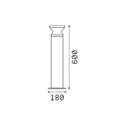 Lampadar de exterior Torre PT1 H60, cafeniu – desen tehnic cu dimensiuni
