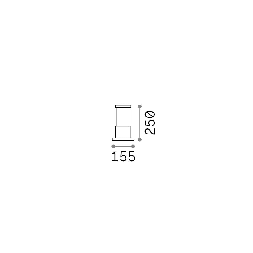 Lampadar de exterior Tronco PT1 H25, antracit – desen tehnic cu dimensiuni