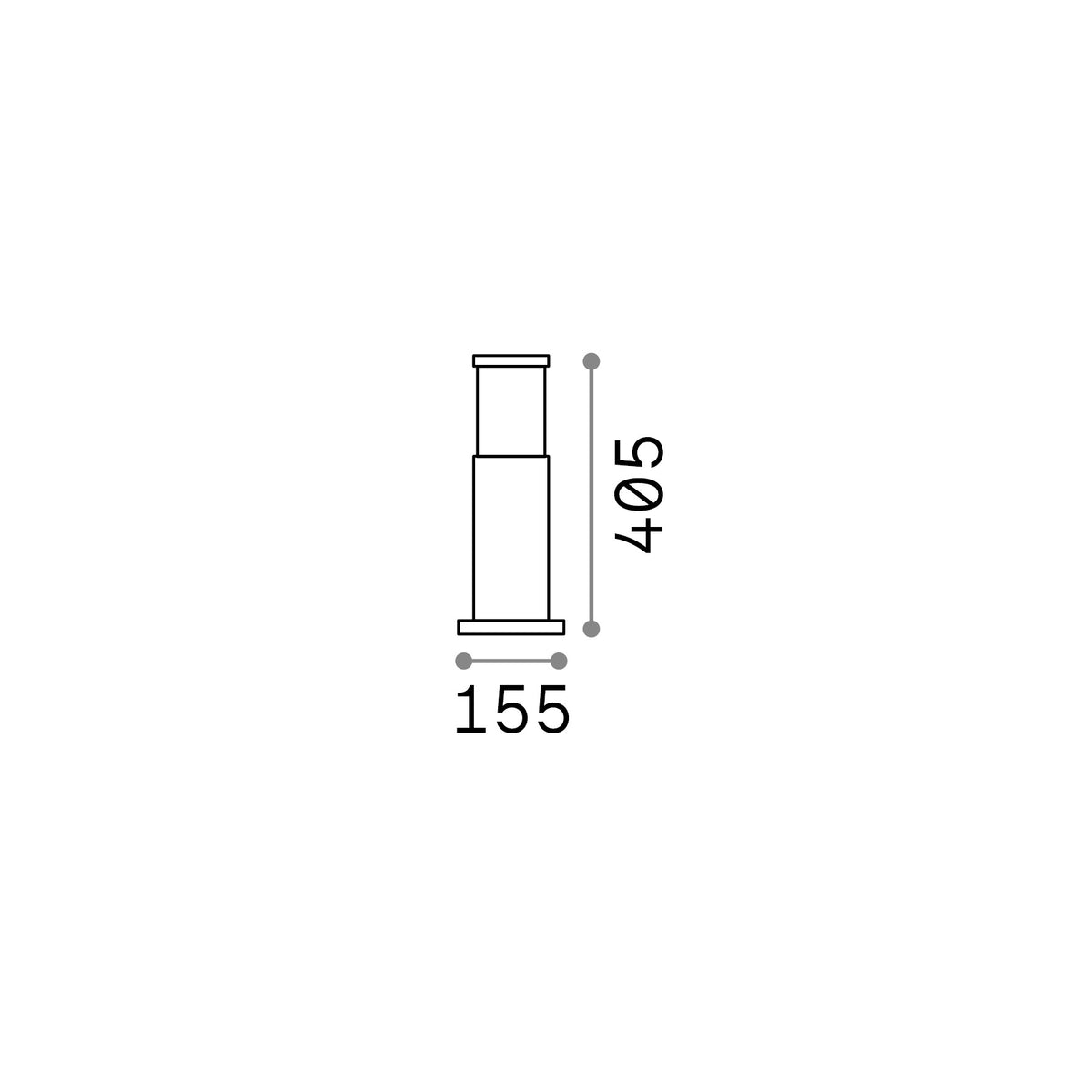 Lampadar de exterior Tronco PT1 H40, antracit – desen tehnic cu dimensiuni