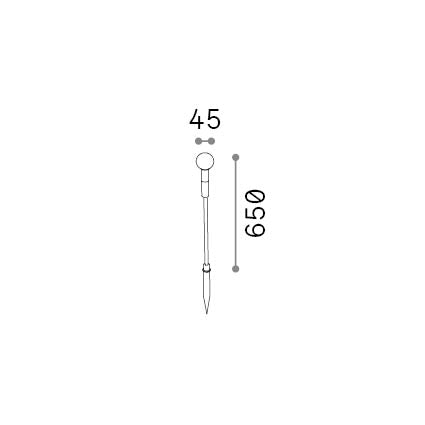 Lampadar de exterior Twiggy sferă PT H65, cafeniu – desen tehnic cu dimensiuni