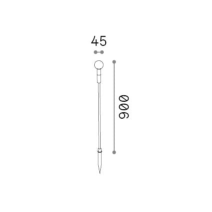 Lampadar de exterior Twiggy sferă PT H90, negru – desen tehnic cu dimensiuni