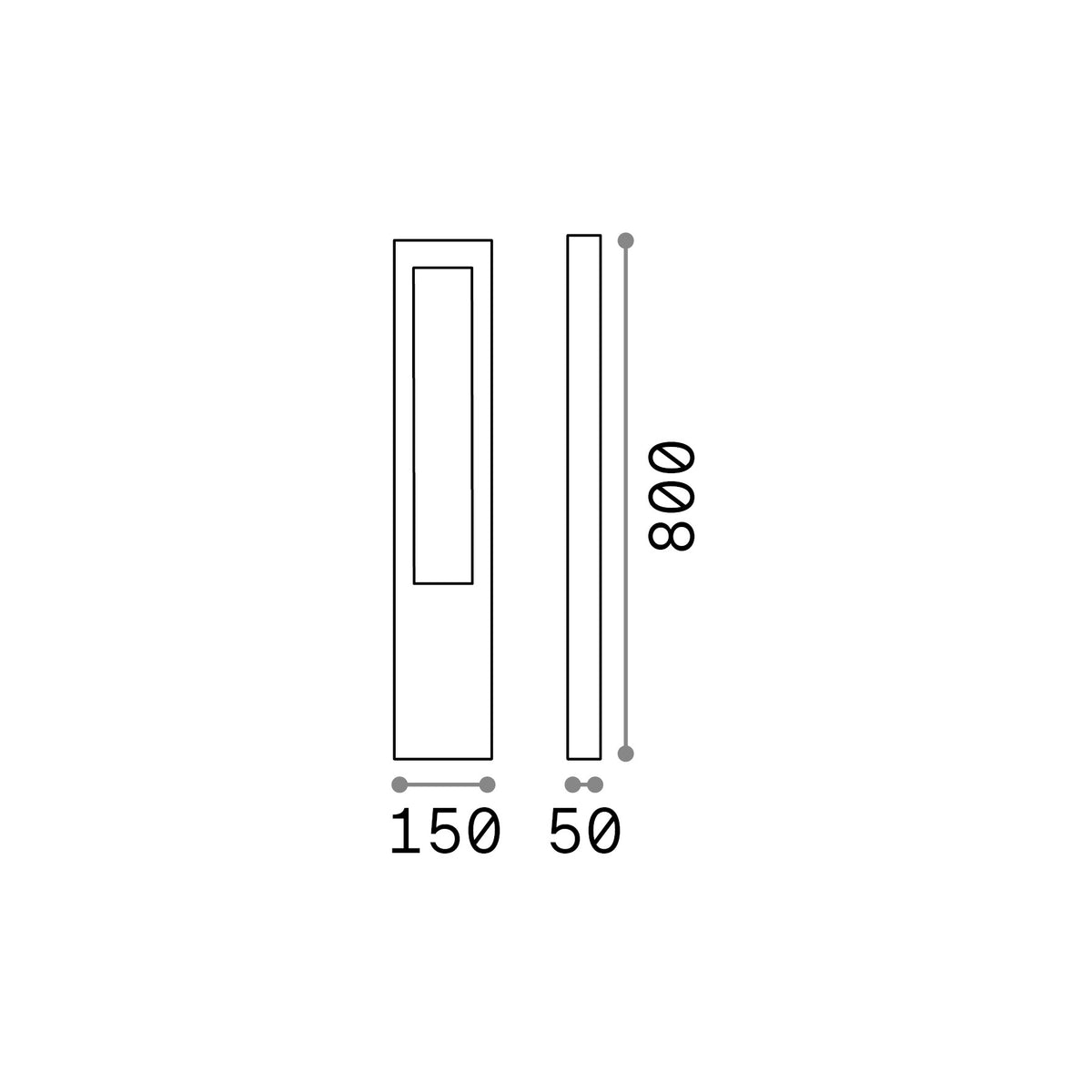 Lampadar de exterior Vega PT1, antracit – desen tehnic cu dimensiuni