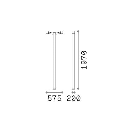 Lampadar modular de exterior Clio MPT2, cafeniu – desen tehnic cu dimensiuni