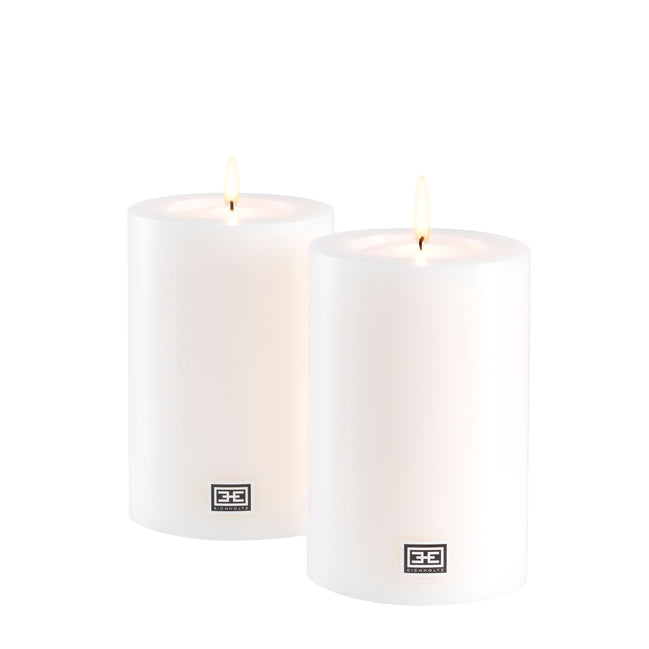 Lumânare artificială ø 10 x Î. 15 cm, albă, set de 2