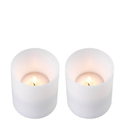 Lumânare artificială adâncă ø 10 x Î. 12 cm, albă, set de 2
