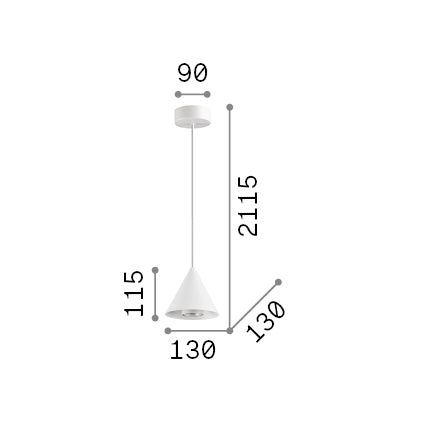 Lustră pendul A-Line SP1 D13, alb – desen tehnic cu dimensiuni