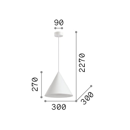 Lustră pendul A-Line SP1 D30, alb – desen tehnic cu dimensiuni