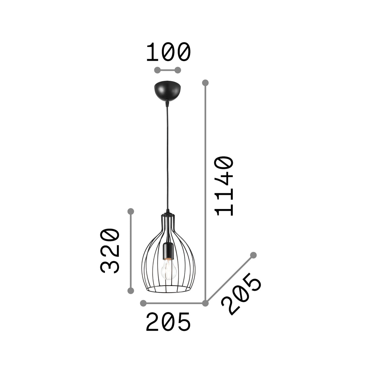 Lustră pendul Ampolla-2 SP1 – desen tehnic cu dimensiuni