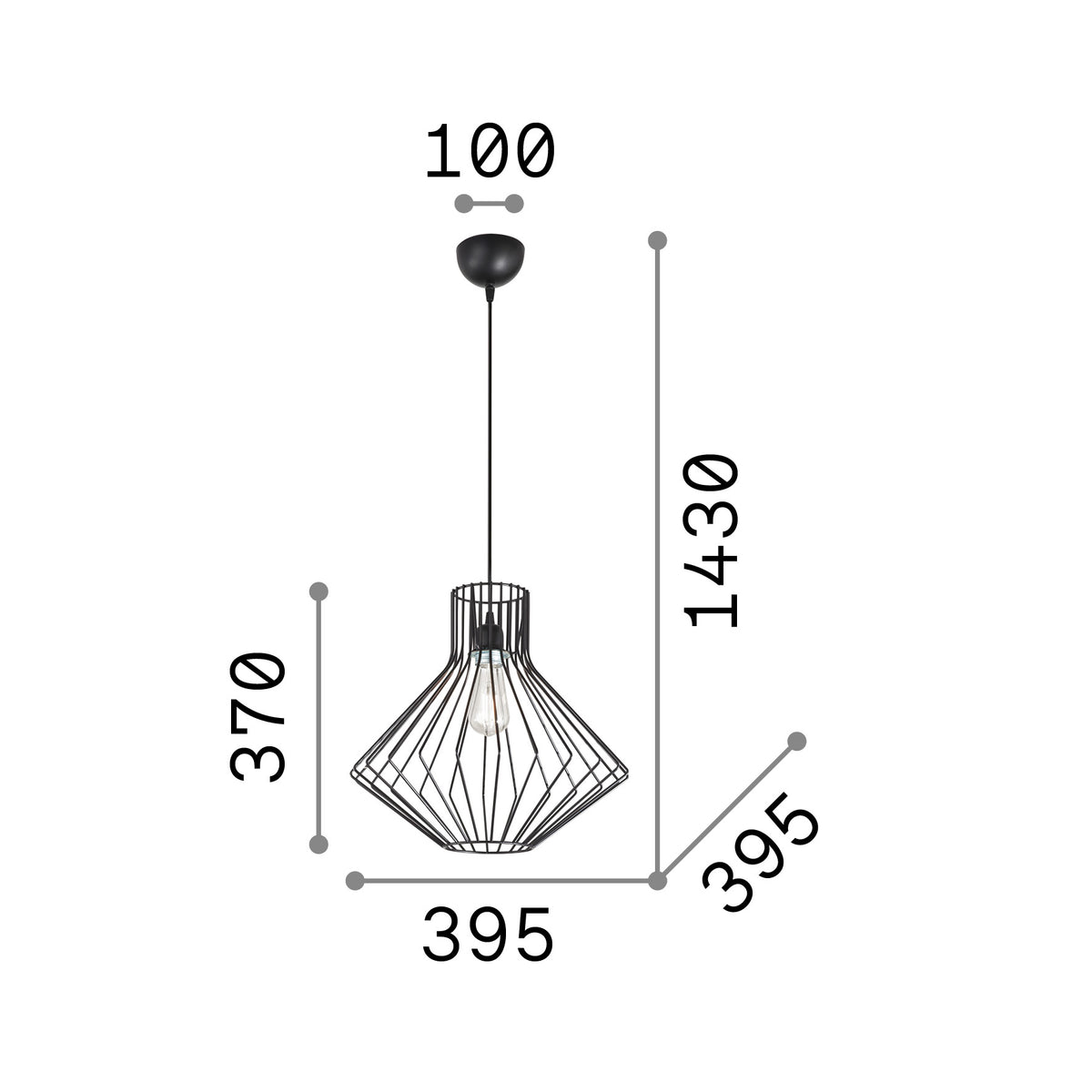 Lustră pendul Ampolla-4 SP1 – desen tehnic cu dimensiuni