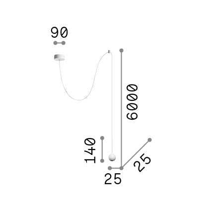 Lustră pendul Archimede SP sferică, negru – desen tehnic cu dimensiuni