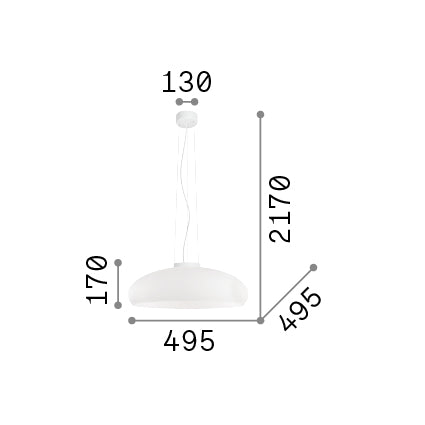 Lustră pendul Aria SP1 – desen tehnic cu dimensiuni