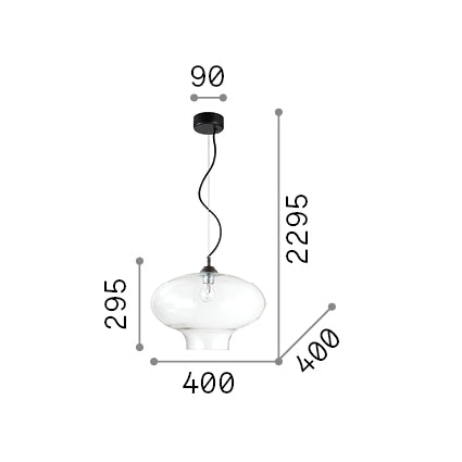 Lustră pendul Bistro' SP1 rotund, transparent – desen tehnic cu dimensiuni