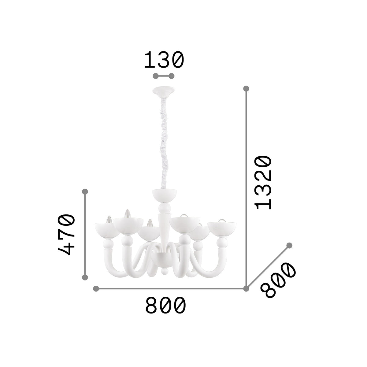 Lustră pendul Bon Bon SP6 – desen tehnic cu dimensiuni