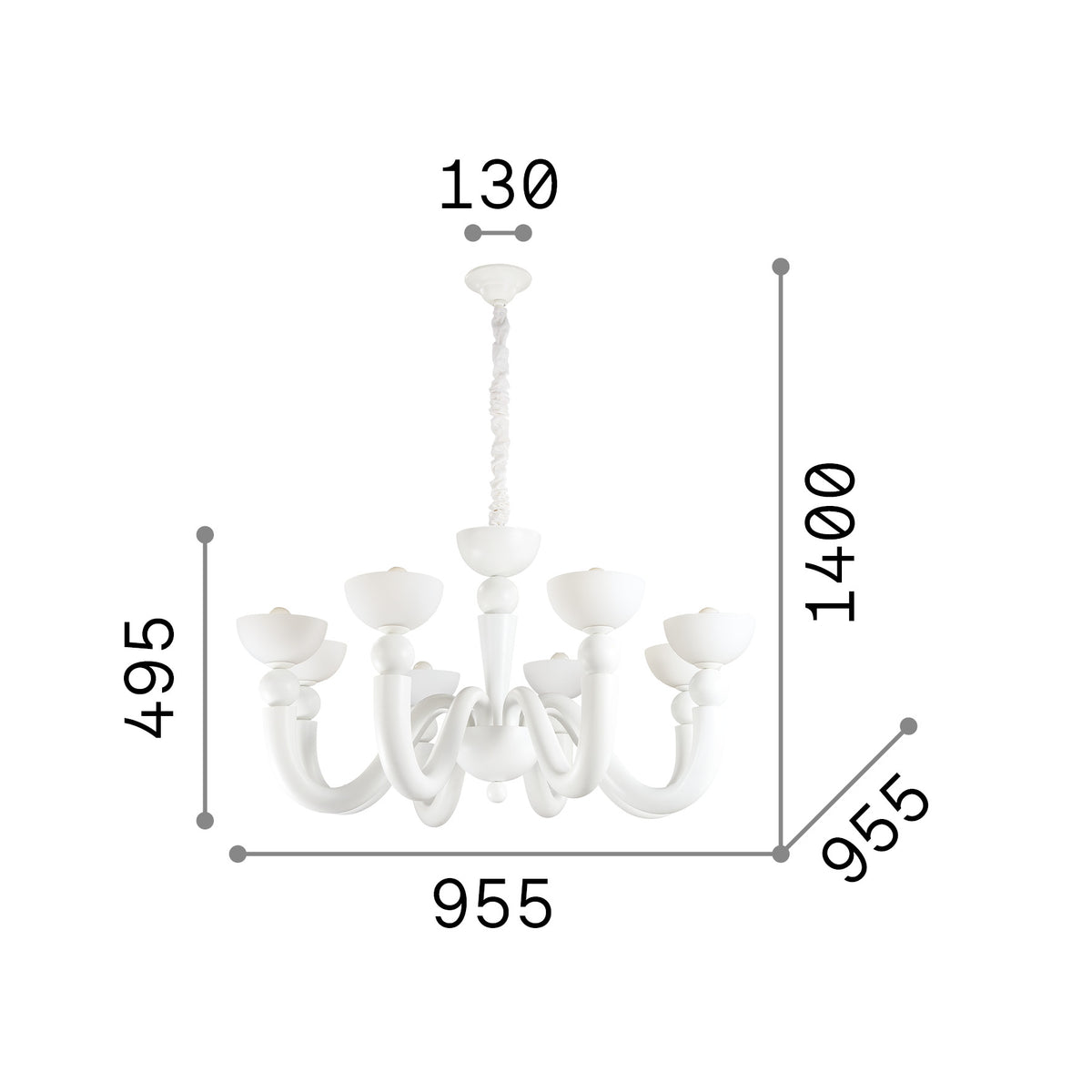Lustră pendul Bon Bon SP8 – desen tehnic cu dimensiuni