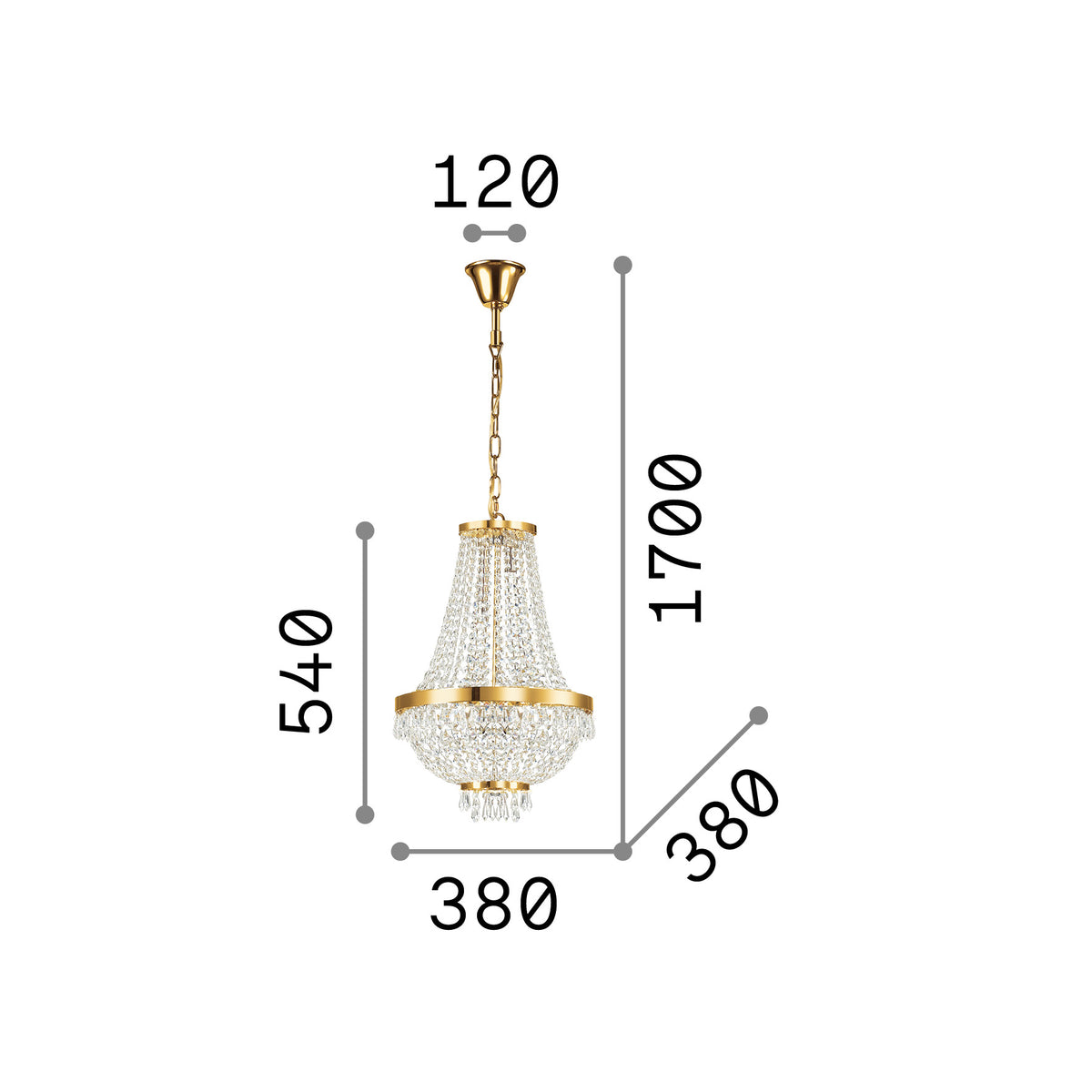 Lustră pendul Caesar SP6 – desen tehnic cu dimensiuni