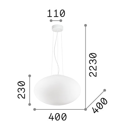 Lustră pendul Candy SP1 D40 – desen tehnic cu dimensiuni