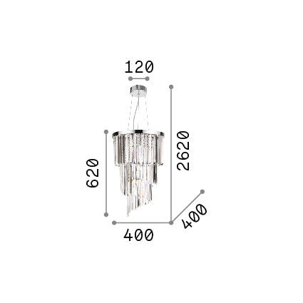 Lustră pendul Carlton SP8, crom – desen tehnic cu dimensiuni