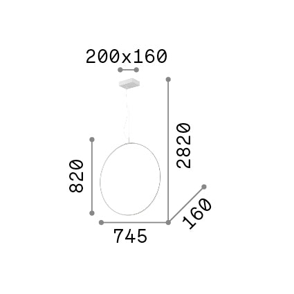 Lustră pendul Circus SP D74 – desen tehnic cu dimensiuni