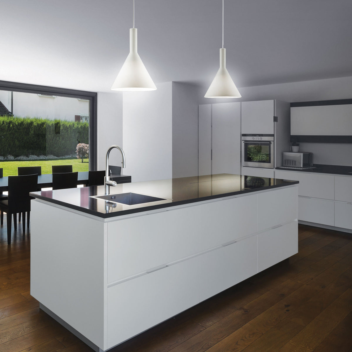 Lustră pendul Cocktail SP1 mare, alb – ambient