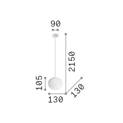 Lustră pendul Cotton SP1 D13 – desen tehnic cu dimensiuni