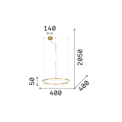 Lustră pendul Crown SP D40, negru – desen tehnic cu dimensiuni