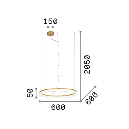 Lustră pendul Crown SP D60, alb – desen tehnic cu dimensiuni