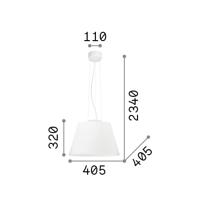 Lustră pendul Cylinder SP1 – desen tehnic cu dimensiuni