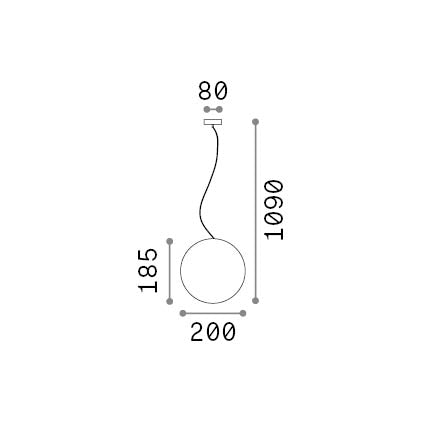 Lustră pendul de exterior Sole SP1 D20 – desen tehnic cu dimensiuni
