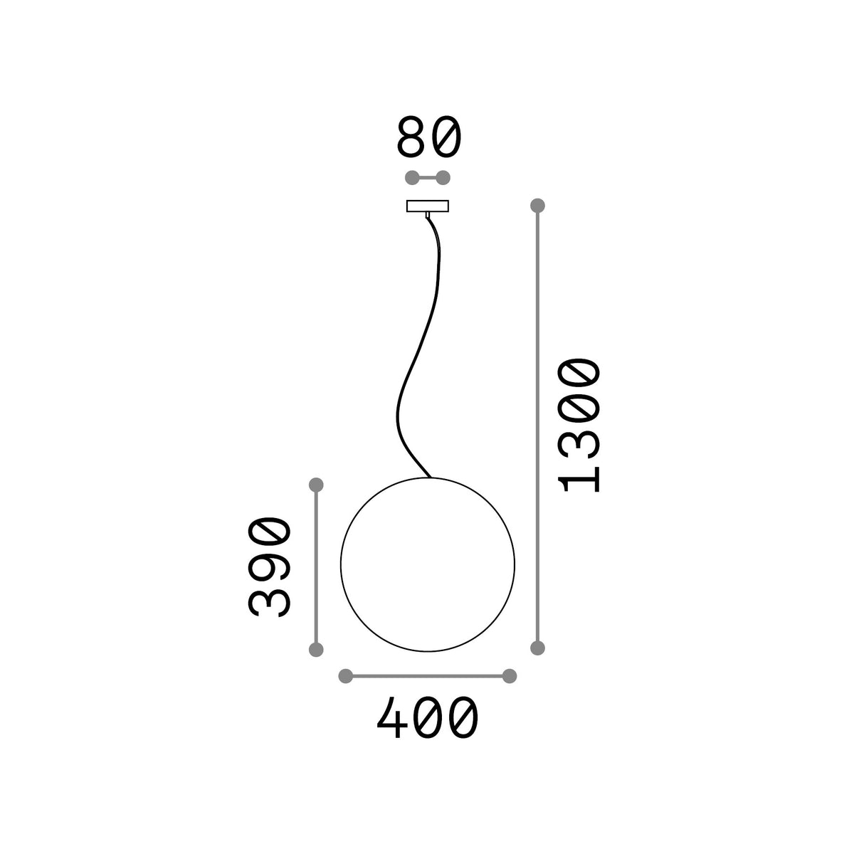Lustră pendul de exterior Sole SP1 D40 – desen tehnic cu dimensiuni