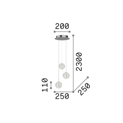 Lustră pendul Diamond SP3 – desen tehnic cu dimensiuni