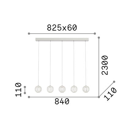 Lustră pendul Diamond SP5 – desen tehnic cu dimensiuni