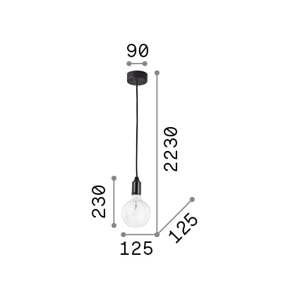 Lustră pendul Edison SP1, negru – desen tehnic cu dimensiuni