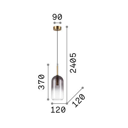 Lustră pendul Empire SP1 cilindrică – desen tehnic cu dimensiuni