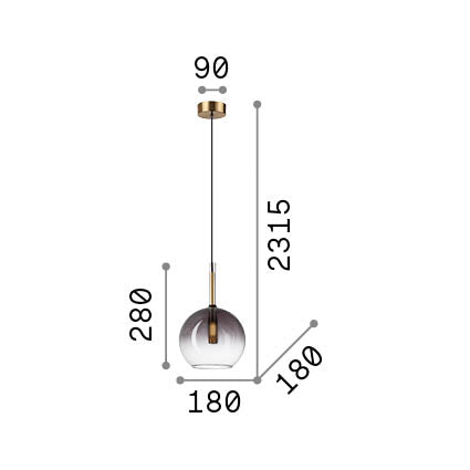 Lustră pendul Empire SP1 sferică – desen tehnic cu dimensiuni