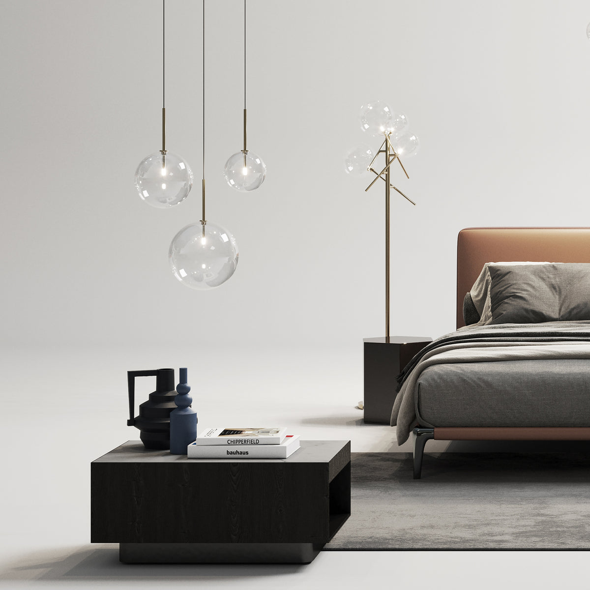 Lustră pendul Equinoxe SP1 D15, alamă – ambient