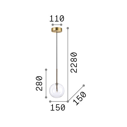 Lustră pendul Equinoxe SP1 D15, crom – desen tehnic cu dimensiuni