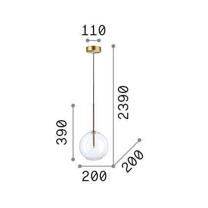 Lustră pendul Equinoxe SP1 D20, crom – desen tehnic cu dimensiuni