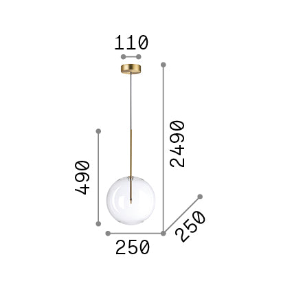 Lustră pendul Equinoxe SP1 D25, crom – desen tehnic cu dimensiuni