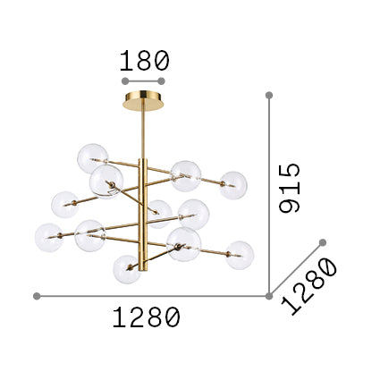 Lustră pendul Equinoxe SP12, crom – desen tehnic cu dimensiuni