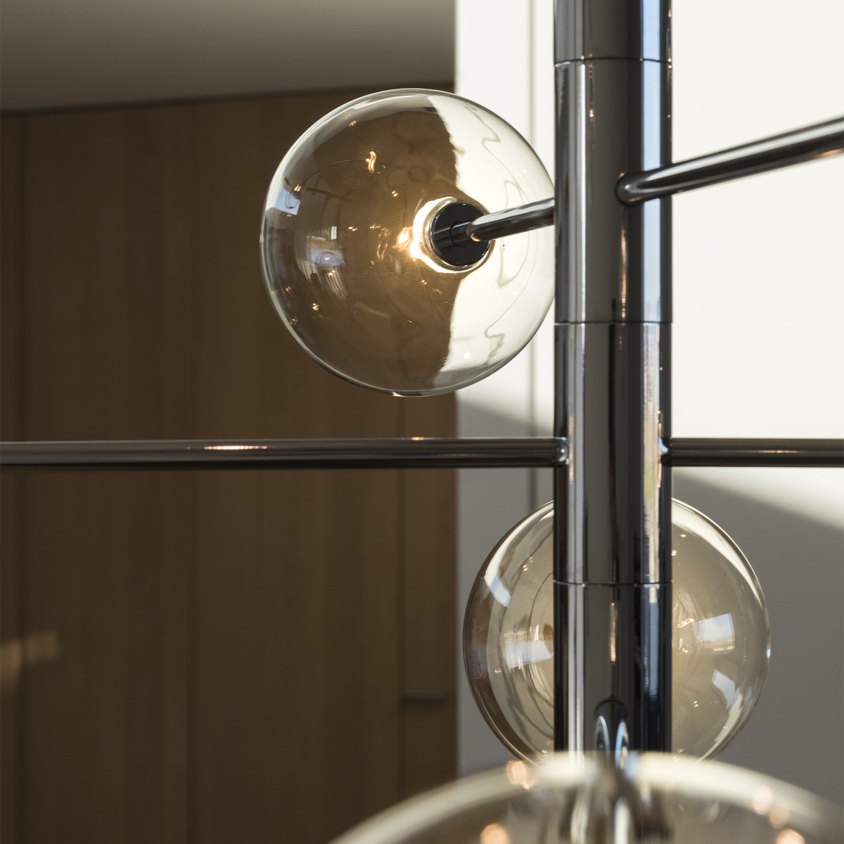 Lustră pendul Equinoxe SP12, crom – ambient