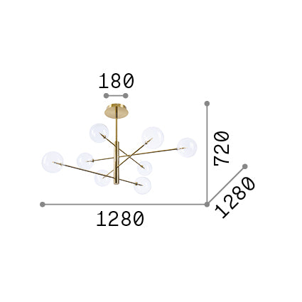Lustră pendul Equinoxe SP8, alamă – desen tehnic cu dimensiuni