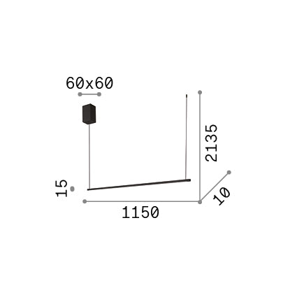 Lustră pendul Essence SP pătrată 3000K, negru – desen tehnic cu dimensiuni