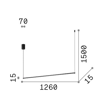 Lustră pendul Essence SP rotundă 3000K, negru – desen tehnic cu dimensiuni